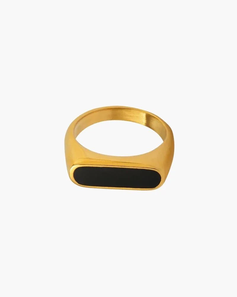 Anel Banhado a Ouro Obsidian Band - Honman Oficial