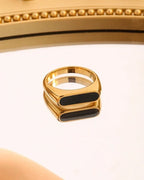 Anel Banhado a Ouro Obsidian Band - Honman Oficial