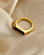 Anel Banhado a Ouro Obsidian Band - Honman Oficial