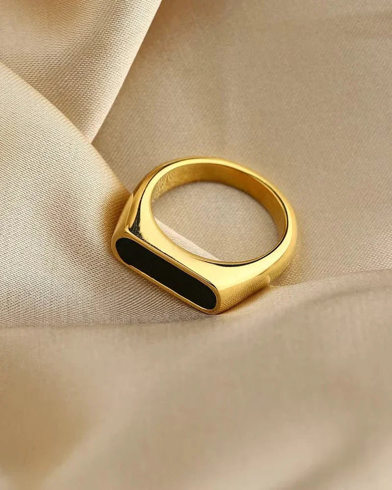 Anel Banhado a Ouro Obsidian Band - Honman Oficial